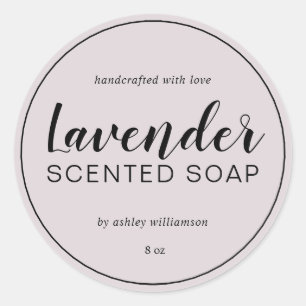Handgefertigte Lavendelseife Chic Calligraphy Lila Runder Aufkleber