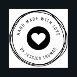 Handgefertigte Liebe Gummi Briefmarke Gummistempel<br><div class="desc">Ein schönes Design mit einem Ring und personalisiertem schwarzem Text.</div>