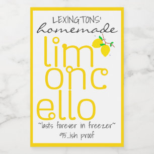 Handgefertigte Limoncello Flasche   Lebensmitteletikett