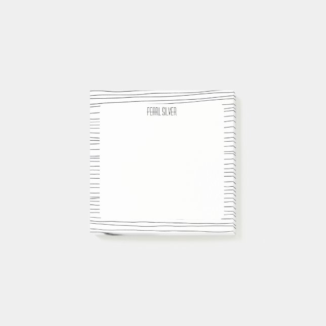 Handgefertigte Linien CUSTOM Chic Monogram Persona Post-it Klebezettel (Vorderseite)