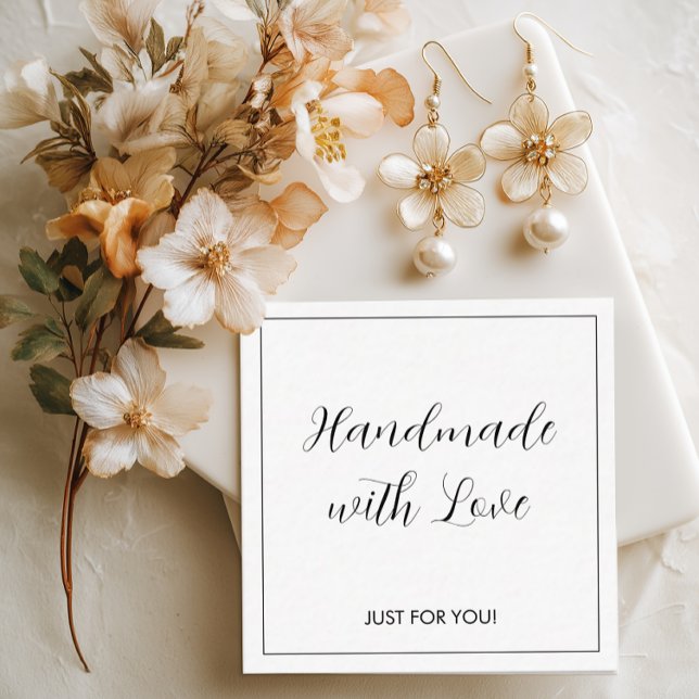 Handgefertigte Logos mit Liebe Mitteilungskarte (Custom Handmade with Love package insert. Logo and website on the back of card.)