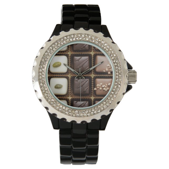 Handgefertigte Luxusschokolade in einer Schachtel Armbanduhr (Vorderseite)