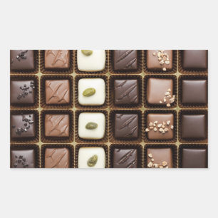 Handgefertigte Luxusschokolade in einer Schachtel Rechteckiger Aufkleber