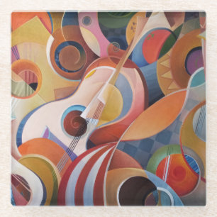 Handgefertigte Musik Abstracte Malerei Glasuntersetzer
