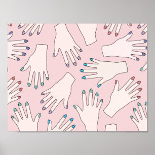 Handgefertigte Nagelstudios in rosa Pastellmuster Poster