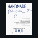 Handgefertigte Navy für Sie Wash Instructions Foto Flyer<br><div class="desc">Waschanleitung Einsteckkarte für Ihr kleines Geschäft mit handgefertigten Waren. Handgemacht für Sie in einer bezaubernden Kombination aus Vintagem Schriftart und Skript mit einem Herz in marineblau. Fügen Sie eine Waschanleitung in schwarz hinzu. Unter den marineblauen blauen Social Media Icons handhaben Sie Ihre Social Media. Fügen Sie auf der Rückseite ein...</div>