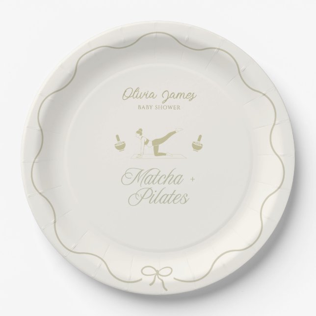 Handgefertigte Pilates-Baby-Party Pappteller (Vorderseite)