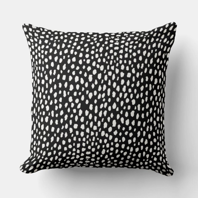 Handgefertigte Pinselstriche aus Polka (schwarz un Kissen (Vorderseite)