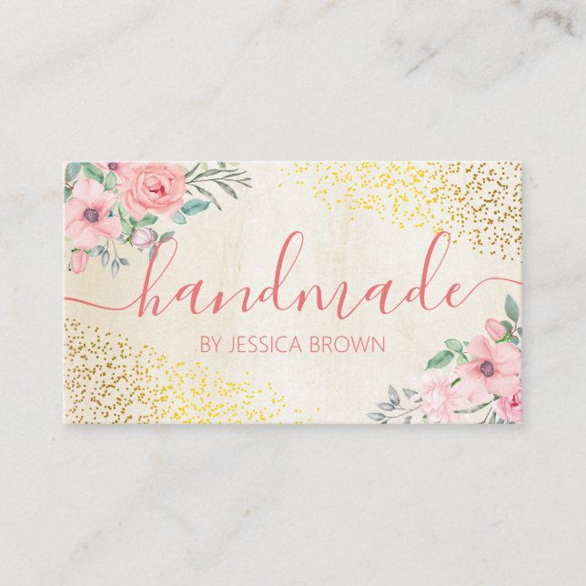 Handgefertigte Rose Rosa Bath Kapselseife Visitenkarte (Vorderseite)