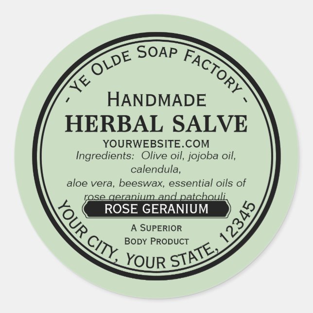 Handgefertigte Rundsalve Lotion Labels altmodisch Runder Aufkleber (Vorderseite)