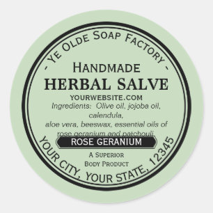 Handgefertigte Rundsalve Lotion Labels altmodisch Runder Aufkleber