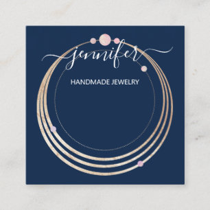 Handgefertigte Schmuck-Logo Gold Blue Navy Gerahmt Quadratische Visitenkarte