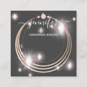 Handgefertigte Schmuck-Logo Gold-Rose Grau Quadratische Visitenkarte