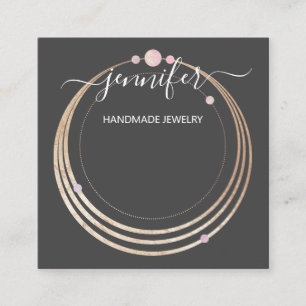 Handgefertigte Schmuck-Logo Gold-Rose Grau Quadratische Visitenkarte