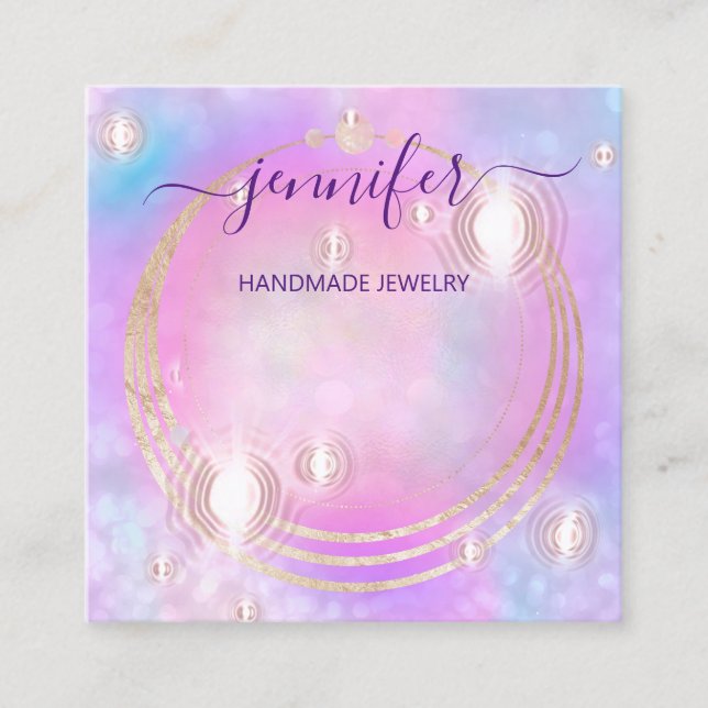 Handgefertigte Schmuckstücke mit individuellem Log Quadratische Visitenkarte (Vorderseite)