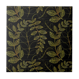 Handgefertigte schwarze und goldene Wandfliesen Fliese