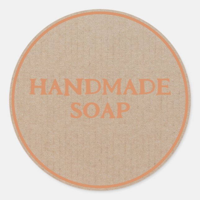 Handgefertigte Seife Brown Kraft Papier Retro Boho Runder Aufkleber (Vorderseite)