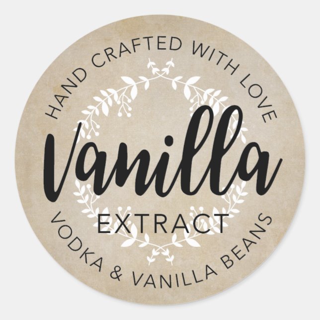 Handgefertigte Vanilla Extract-Bezeichnung VE001_0 Runder Aufkleber (Vorderseite)