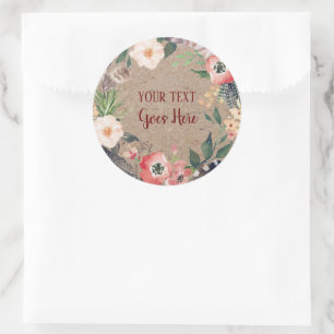 Handgefertigte Ware Vintages Blatt Papier Runder Aufkleber