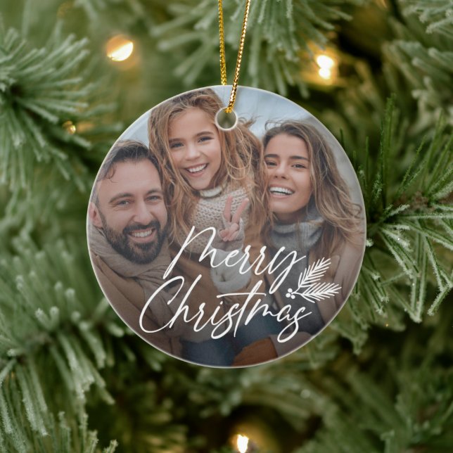 Handgefertigte Weihnachtsskripte mit Pine-Krawatte Keramik Ornament (Baum)