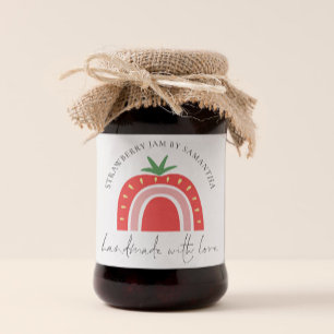 Handgefertigter Erdbeer-Jam-Rainbow-Name Quadratischer Aufkleber