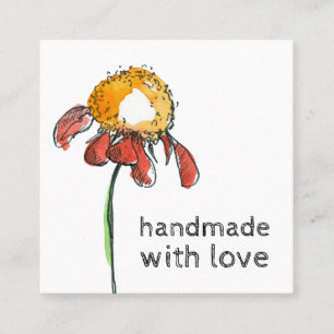 Handgefertigter Kegelblumen-Shop mit Liebe Quadratische Visitenkarte