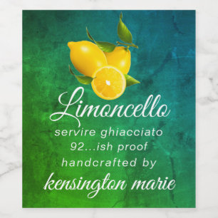 Handgefertigter Limoncello Für Ein Hohe Flasche Et Weinetikett