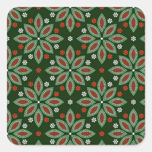 Handgefertigter Punkt-Mandala-Blumenmuster-Stil Quadratischer Aufkleber