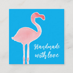 Handgefertigter Rosa Flamingo Shop mit Liebe Quadratische Visitenkarte