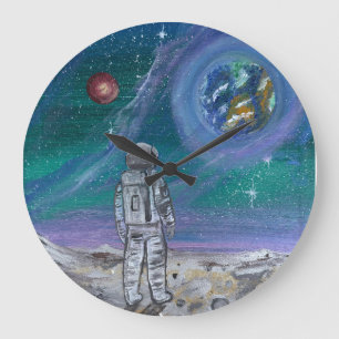 Handgefertigtes Kunstwerk - Erdansicht Große Wanduhr
