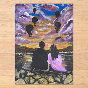 Handgefertigtes Kunstwerk – Gemeinsamer Sonnenunte Acryleinladungen