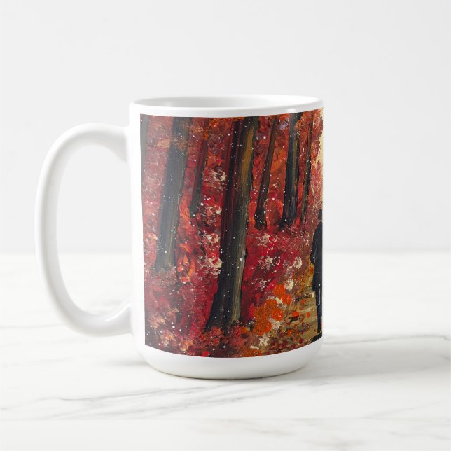 Handgefertigtes Kunstwerk - Oranger Wald  Kaffeetasse (Links)