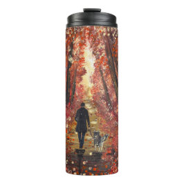 Handgefertigtes Kunstwerk - Oranger Wald Thermosbecher