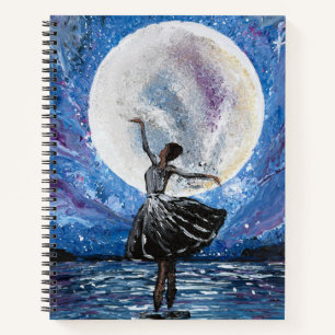 Handgefertigtes Kunstwerk - Tanz mit dem Mond Notizbuch