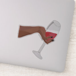 Handgehaltenes Glas mit digitaler Kunst aus Rotwei Aufkleber