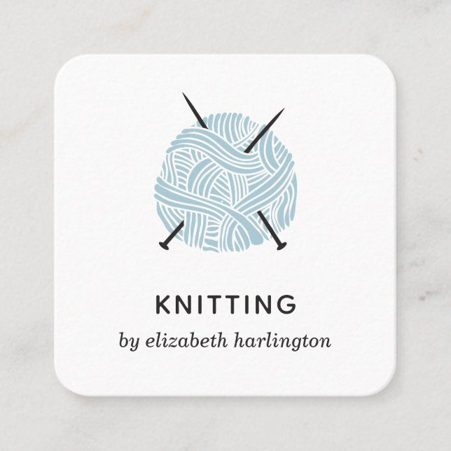Handgeknetet. Knitter-Crochet-Ausrüstung Quadratische Visitenkarte (Vorderseite)