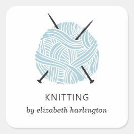 Handgeknetet. Knitter Quadratischer Aufkleber