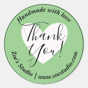 Handgemacht mit Liebe, Danke! Kleine Unternehmen Runder Aufkleber