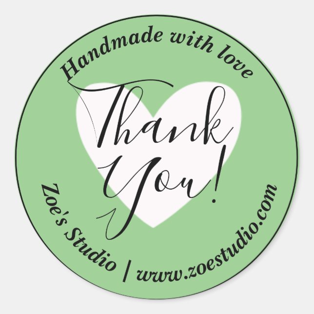 Handgemacht mit Liebe, Danke! Kleine Unternehmen Runder Aufkleber (Vorderseite)