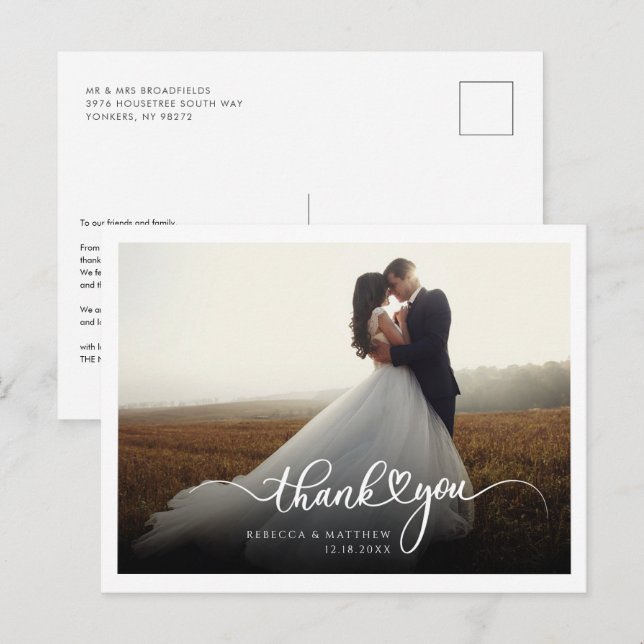 Handgemachte Ehepaare Hochzeit Foto Postkarte (Vorne/Hinten)