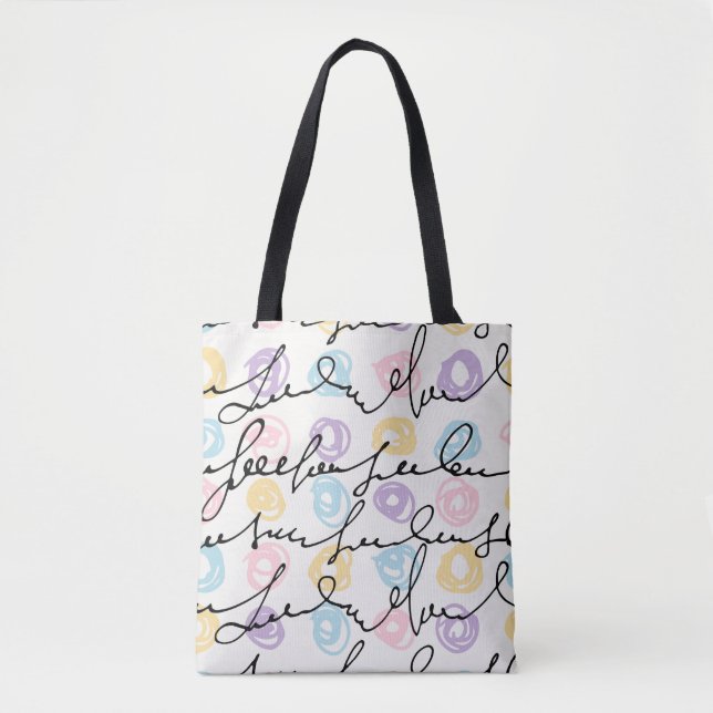 Handgemachte farbige Kreise und Buchstaben Tasche (Vorderseite)