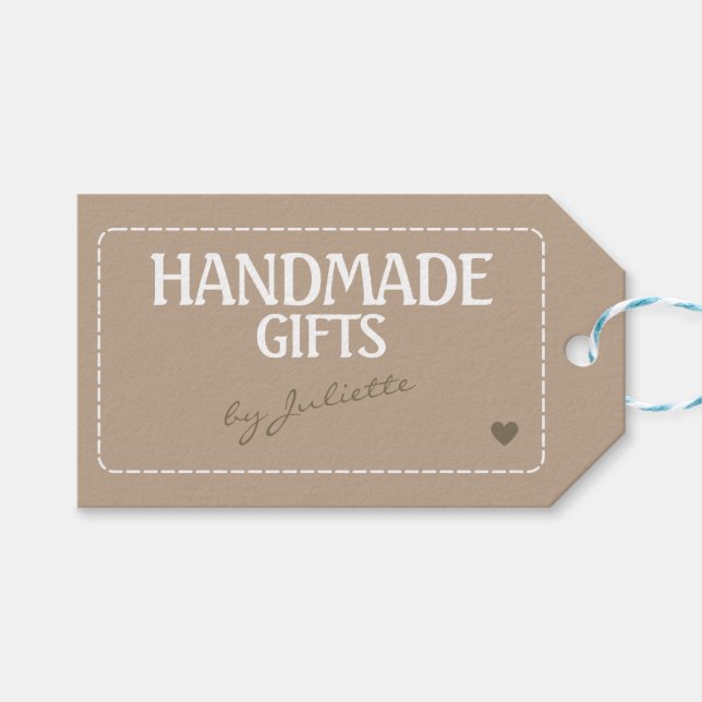 Handgemachte Geschenke Rustic Kraft Papier Danke T Geschenkanhänger (Vorderseite (Horizontal))