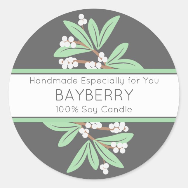 Handgemachte Geschenkmarke mit Winter Bayberry Runder Aufkleber (Vorderseite)