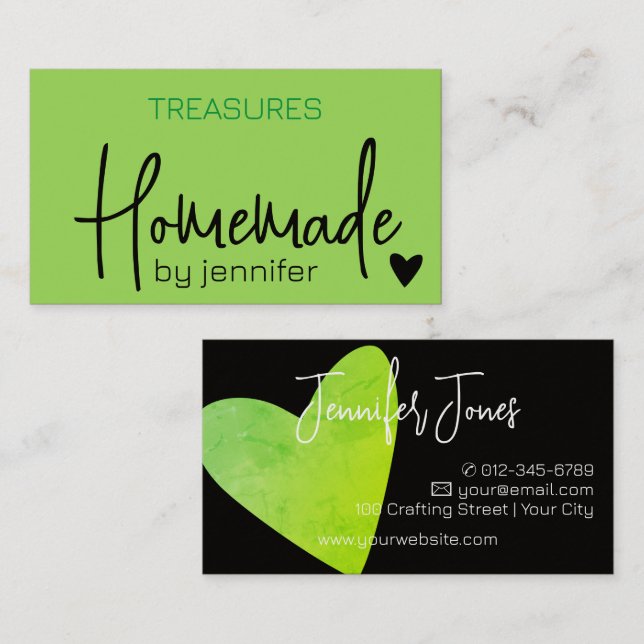 Handgemachte Handarbeit Kalligraphie Lime Green Visitenkarte (Vorne/Hinten)