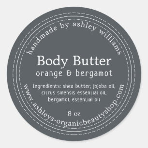 Handgemachte Körperbutter Bio Geschäft Off-Black Runder Aufkleber