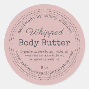Handgemachte Körperbutter Rosa Organisches Geschäf Runder Aufkleber