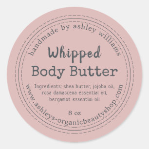 Handgemachte Körperbutter Rosa Organisches Geschäf Runder Aufkleber