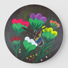 Handgemachte Kunst - Schmetterlingsblüte Große Wanduhr