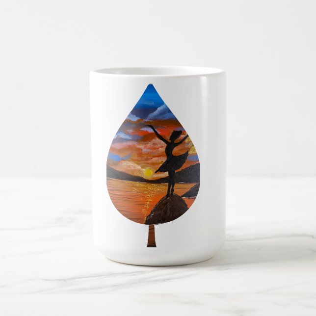 Handgemachte Kunst / Tanzen mit der Sonne Kaffeetasse (Mittel)