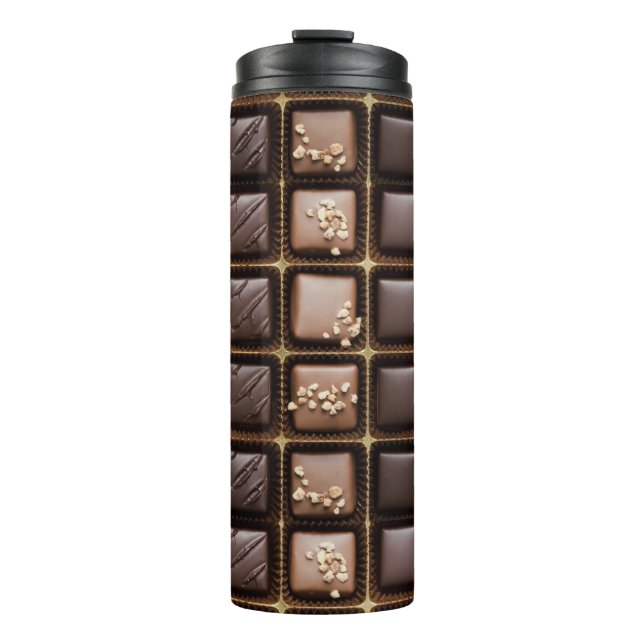 Handgemachte Luxusschokolade in einem Kasten Thermosbecher (Vorderseite)